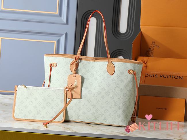 Kitlife Louis Vuitton Neverfull MM Bag Light Green M27521 31x28x14cm  - 1