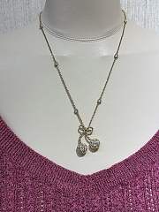 Kitlife Valentino New Gold Full-Diamond Cherry Bow Necklace - 1