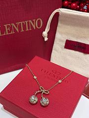 Kitlife Valentino New Gold Full-Diamond Cherry Bow Necklace - 5