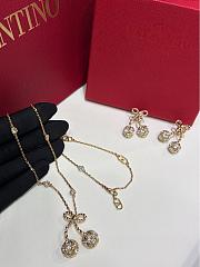 Kitlife Valentino New Gold Full-Diamond Cherry Bow Necklace - 2