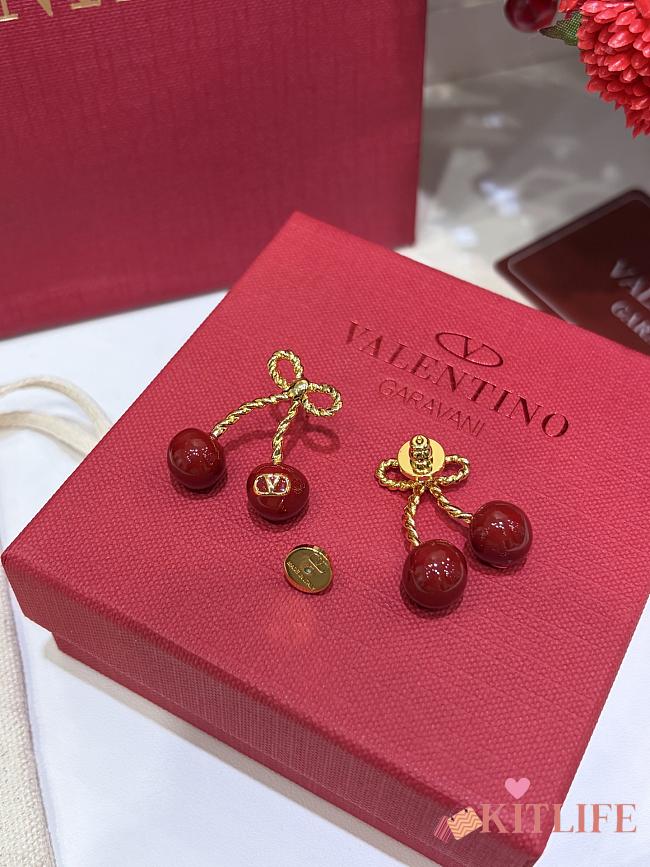 Kitlife Valentino Red Cherry and Gold Bow Earrings - 1