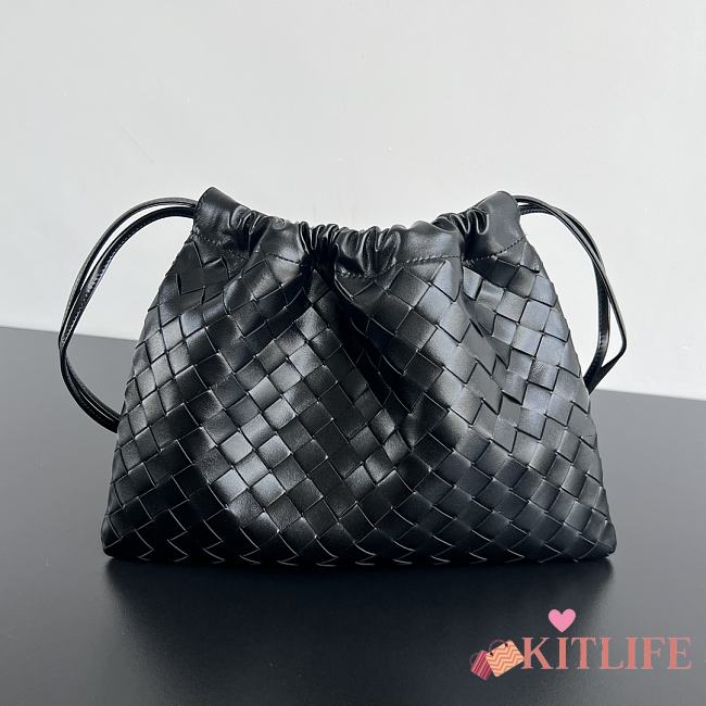 Kitlife Bottega Veneta Medium Dustbag In Intrecciato Black Calf Leather 796728 32x23x1cm - 1