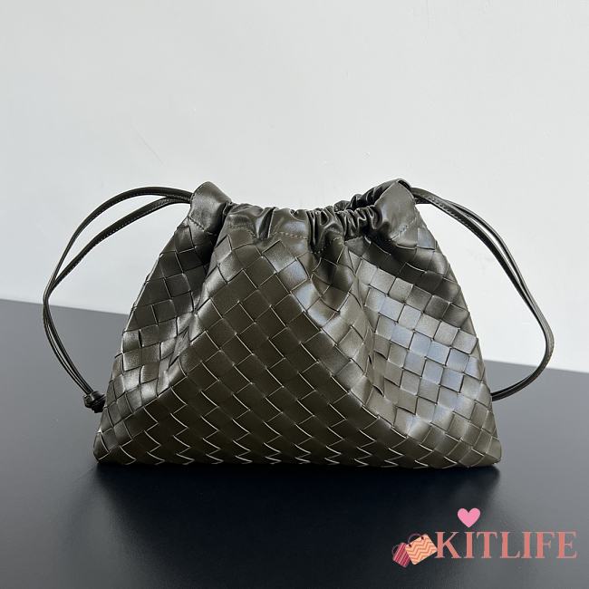Kitlife Bottega Veneta Medium Dustbag In Intrecciato Green Khaki Calf Leather 796728 32x23x1cm  - 1