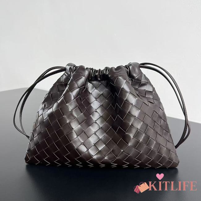 Kitlife Bottega Veneta Medium Dustbag In Intrecciato Dark Brown Calf Leather 796728 32x23x1cm  - 1