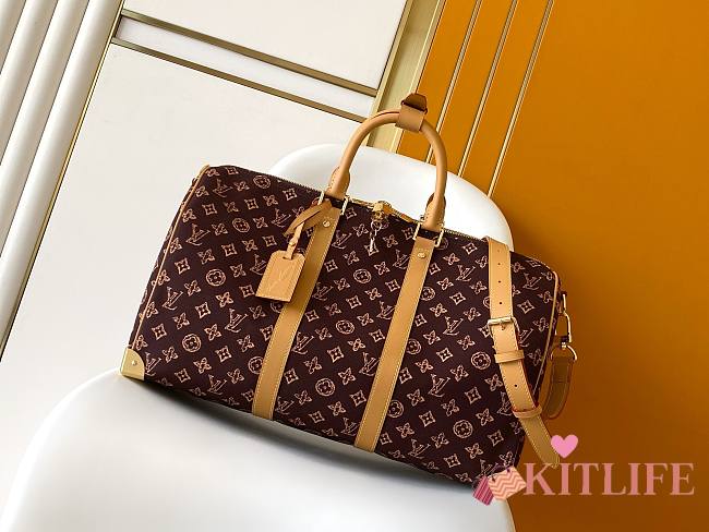 Kitlife Louis Vuitton Keepall Bandoulière 45 Bag Monogram Origine Ebène M28239 45x27x20cm  - 1