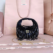 Kitlife Miu Miu Wander Mini Bag With Black Crystal and Sequin Fringe 17.5x14x5.5cm - 1
