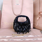 Kitlife Miu Miu Wander Mini Bag With Black Crystal and Sequin Fringe 17.5x14x5.5cm - 5