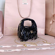 Kitlife Miu Miu Wander Mini Bag With Black Crystal and Sequin Fringe 17.5x14x5.5cm - 4