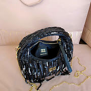 Kitlife Miu Miu Wander Mini Bag With Black Crystal and Sequin Fringe 17.5x14x5.5cm - 3