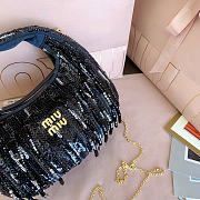 Kitlife Miu Miu Wander Mini Bag With Black Crystal and Sequin Fringe 17.5x14x5.5cm - 2