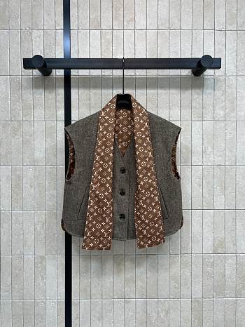 Kitlife Louis Vuitton Monogram Scarf Gilet Grey & Brown