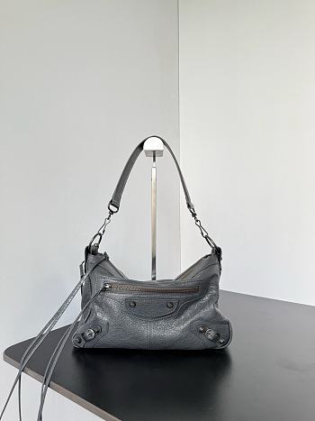 Kitlife Balenciaga Le City Moto Medium Bag in Grey Lambskin 27.9x19x13.9cm