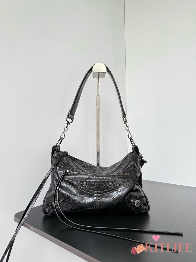 Kitlife Balenciaga Le City Moto Medium Bag in Black Lambskin 27.9x19x13.9cm  - 1