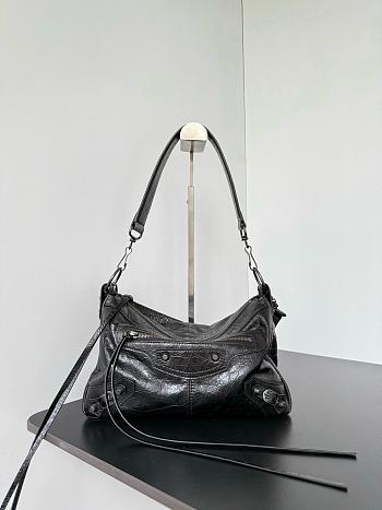 Kitlife Balenciaga Le City Moto Medium Bag in Black Lambskin 27.9x19x13.9cm 