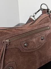 Kitlife Balenciaga Le City Moto Medium Bag in Dark Brown Suede 27.9x19x13.9cm  - 3