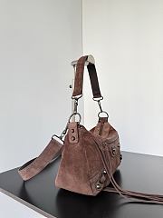 Kitlife Balenciaga Le City Moto Medium Bag in Dark Brown Suede 27.9x19x13.9cm  - 4