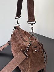 Kitlife Balenciaga Le City Moto Medium Bag in Dark Brown Suede 27.9x19x13.9cm  - 2
