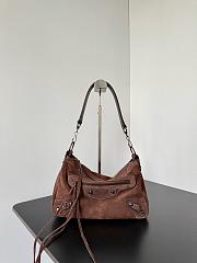 Kitlife Balenciaga Le City Moto Medium Bag in Dark Brown Suede 27.9x19x13.9cm  - 1