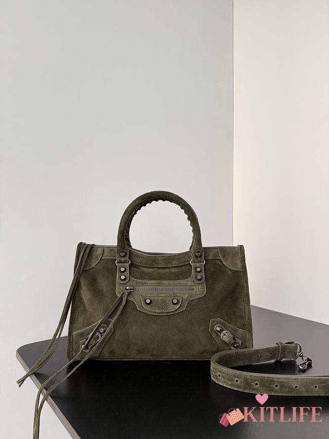 Kitlife Balenciaga Le City Bag in Khaki Suede Leather 30x20x10cm  - 1