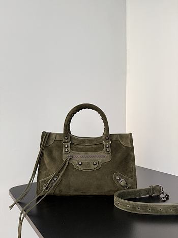 Kitlife Balenciaga Le City Bag in Khaki Suede Leather 30x20x10cm 