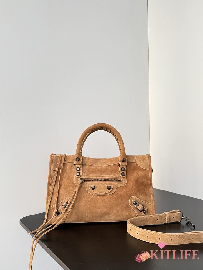 Kitlife Balenciaga Le City Bag in Camel Suede Leather 30x20x10cm  - 1