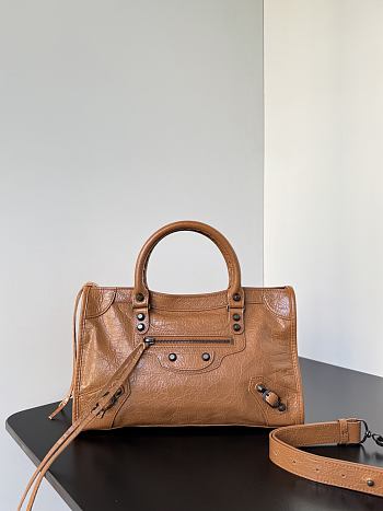 Kitlife Balenciaga Le City Bag in Brown Lambskin 30x20x10cm 