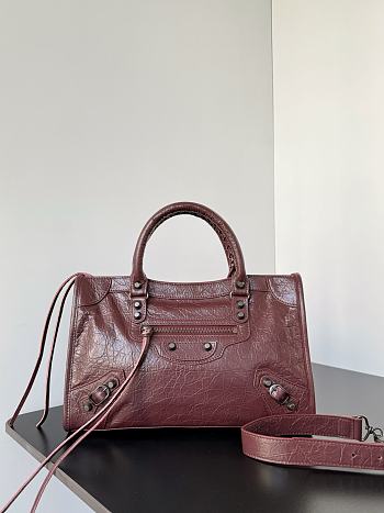 Kitlife Balenciaga Le City Bag in Burgundy Lambskin 30x20x10cm 