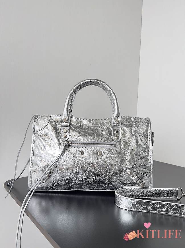 Kitlife Balenciaga Le City Bag in Silver Lambskin 30x20x10cm  - 1