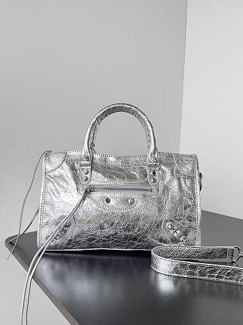 Kitlife Balenciaga Le City Bag in Silver Lambskin 30x20x10cm 