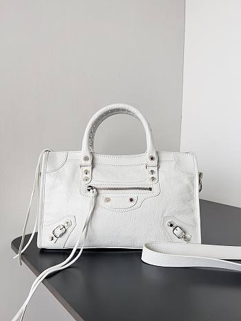Kitlife Balenciaga Le City Bag in White Lambskin 30x20x10cm 