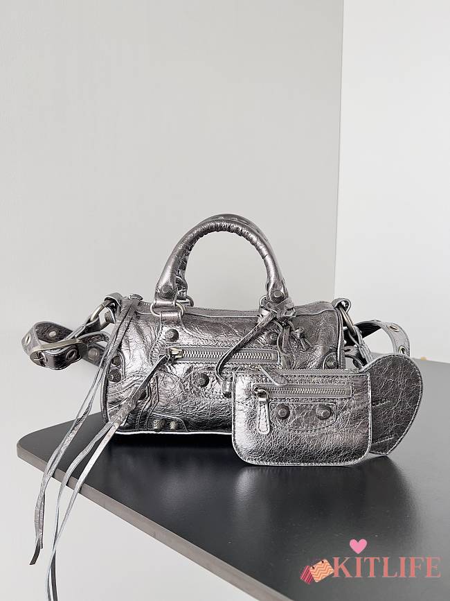 Kitlife Balenciaga Le Cagole Mini Silver Duffel Bag 20x14x12cm - 1