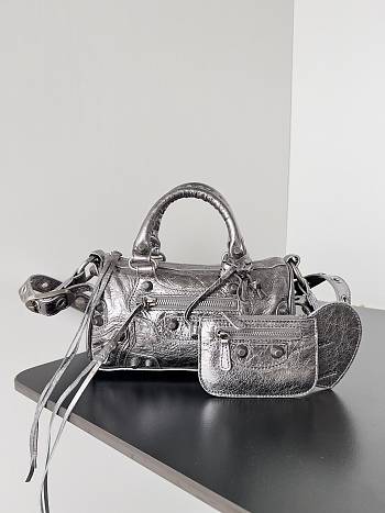 Kitlife Balenciaga Le Cagole Mini Silver Duffel Bag 20x14x12cm