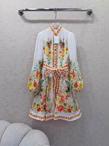 Kitlife Zimmerma Floral Short Dress Yellow & White 