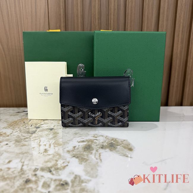 Kitlife Goyard Goyardine Saint-Gabriel Compact Wallet Black 12x2.5x9.3cm - 1