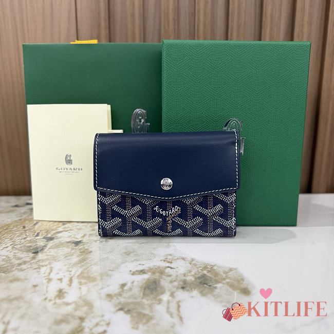 Kitlife Goyard Goyardine Saint-Gabriel Compact Wallet Dark Blue 12x2.5x9.3cm  - 1
