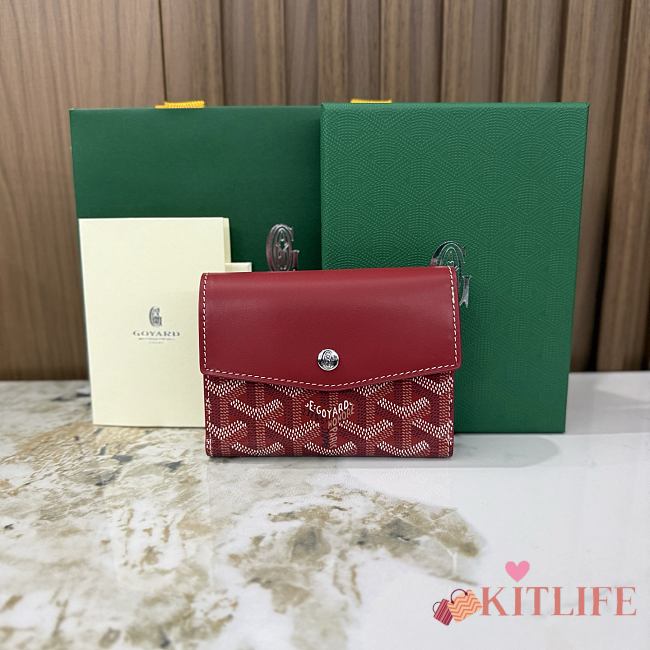 Kitlife Goyard Goyardine Saint-Gabriel Compact Wallet Red 12x2.5x9.3cm - 1