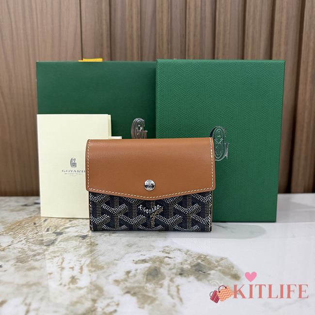 Kitlife Goyard Goyardine Saint-Gabriel Compact Wallet Brown & Black 12x2.5x9.3cm  - 1