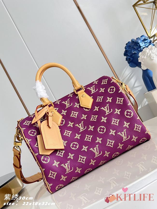 Kitlife Louis Vuitton Speedy P9 Bandoulière 30 Bag Purple Golden Lotus M28076 32x22.5x18cm - 1