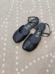 Kitlife Loewe Toy Ankle-strap Black Leather Ballerinas Shoes - 1