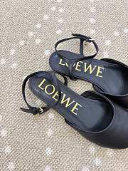 Kitlife Loewe Toy Ankle-strap Black Leather Ballerinas Shoes - 3