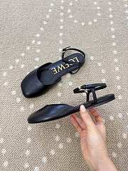 Kitlife Loewe Toy Ankle-strap Black Leather Ballerinas Shoes - 2