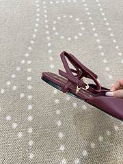 Kitlife Loewe Toy Ankle-strap Burgundy Leather Ballerinas Shoes  - 6