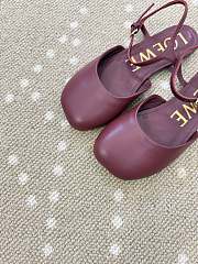 Kitlife Loewe Toy Ankle-strap Burgundy Leather Ballerinas Shoes  - 3