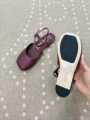 Kitlife Loewe Toy Ankle-strap Burgundy Leather Ballerinas Shoes  - 2