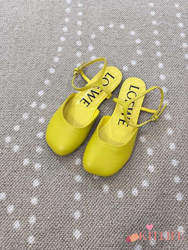 Kitlife Loewe Toy Ankle-strap Yellow Leather Ballerinas Shoes  - 1