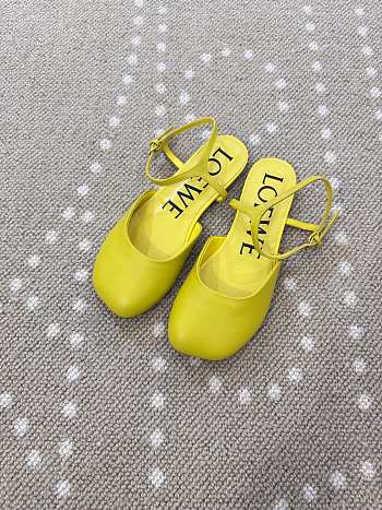 Kitlife Loewe Toy Ankle-strap Yellow Leather Ballerinas Shoes 