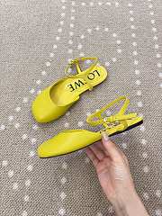 Kitlife Loewe Toy Ankle-strap Yellow Leather Ballerinas Shoes  - 6