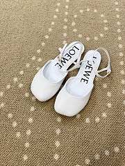 Kitlife Loewe Toy Ankle-strap White Leather Ballerinas Shoes  - 1