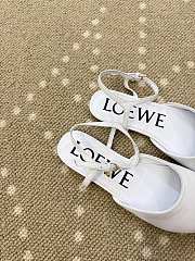 Kitlife Loewe Toy Ankle-strap White Leather Ballerinas Shoes  - 6