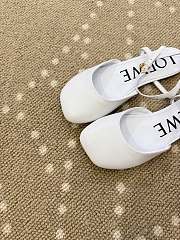 Kitlife Loewe Toy Ankle-strap White Leather Ballerinas Shoes  - 4